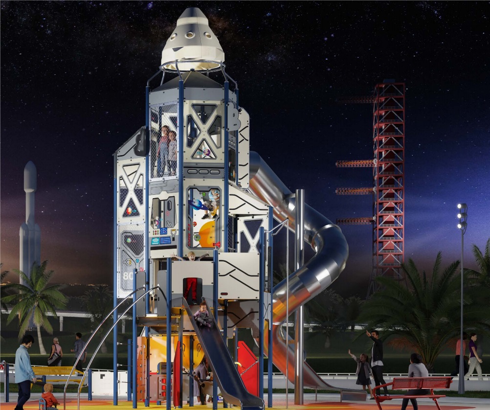 不锈钢滑梯-火箭造型组合滑梯